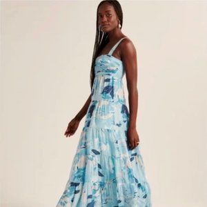 Abercrombie Tiered Ruched Babydoll Maxi Dress